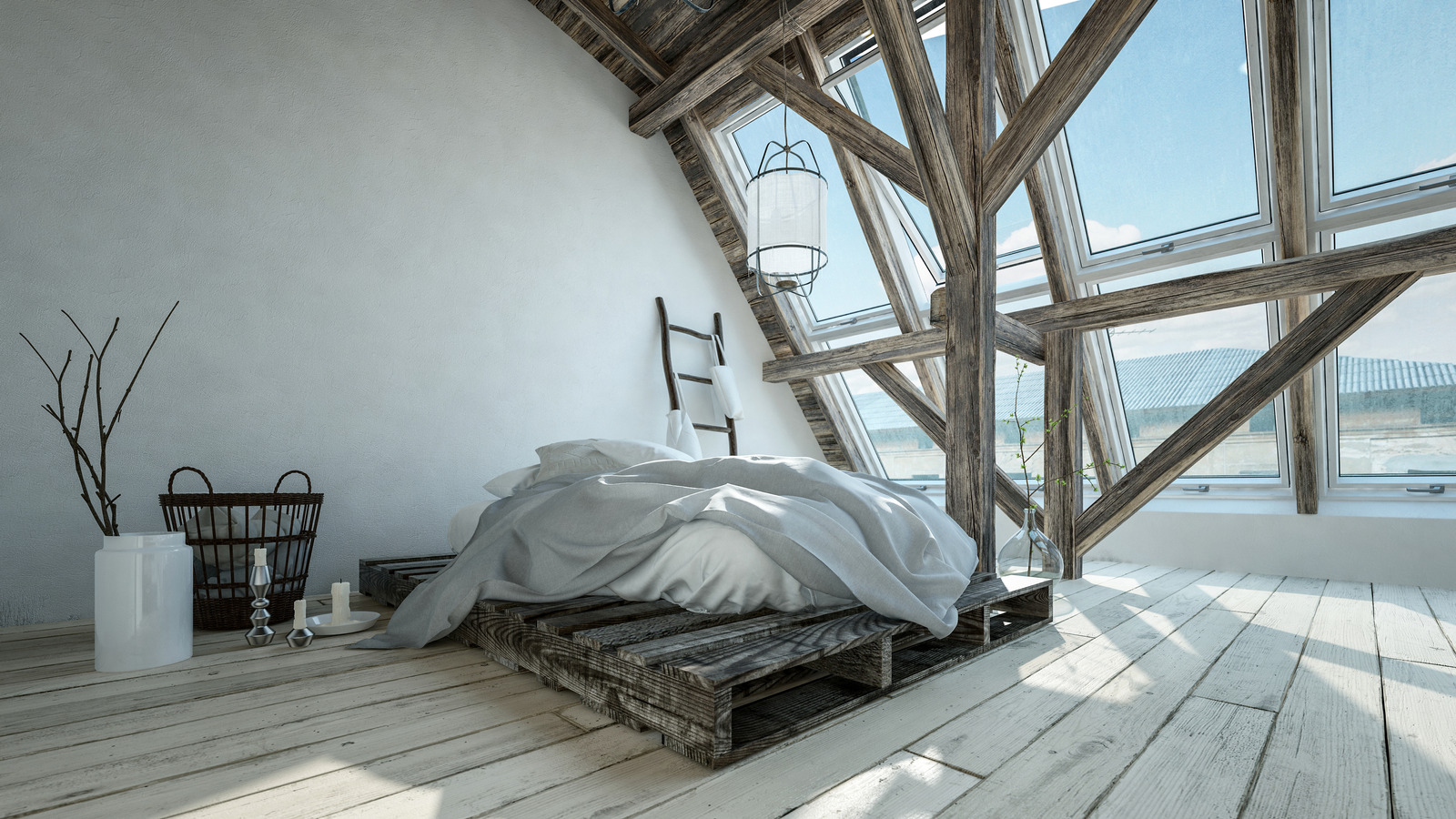 Trendy modern loft conversion bedroom