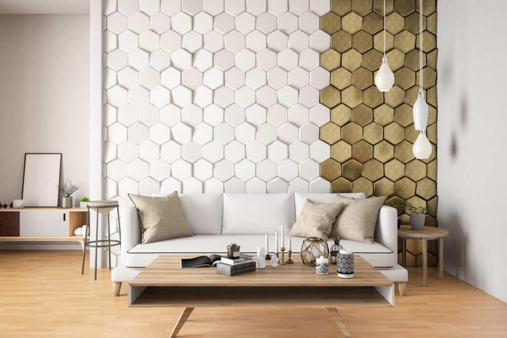 Złote dodatki w salonie