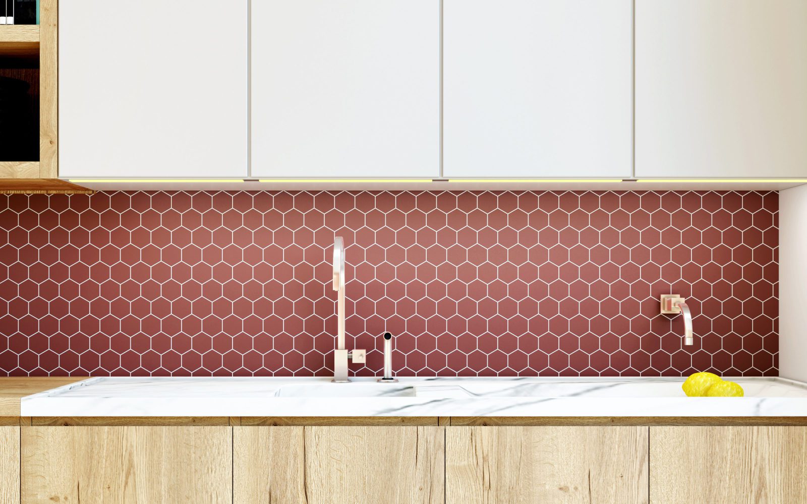panel ścienny w kuchni w kolorze ziemi