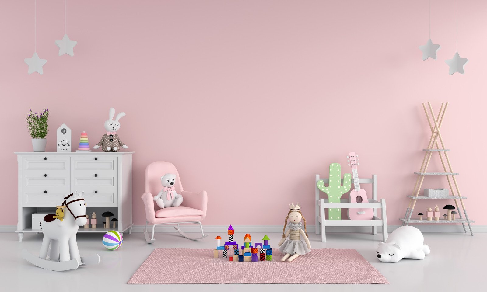 różowe ściany w pokoju dziecięcym