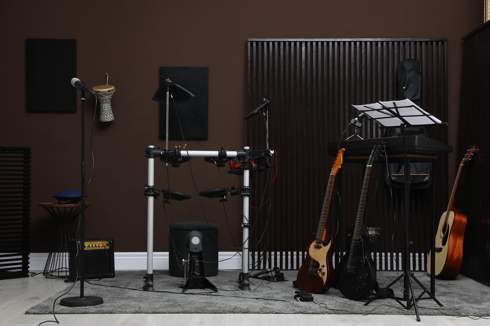 pokój muzyczny, instrumenty muzyczne, lamele, pokój muzyczny, studio
