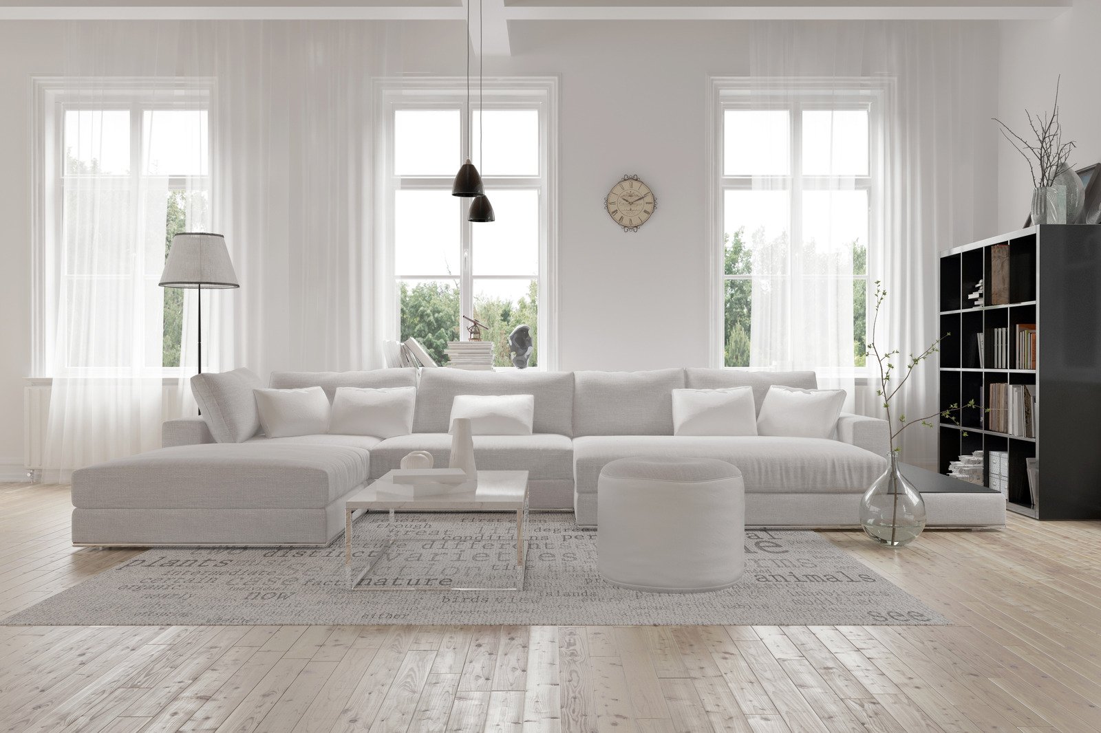 biała sofa, białe meble